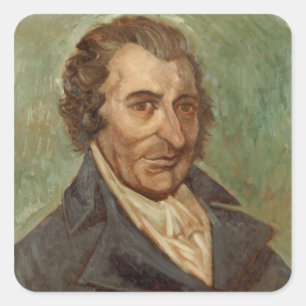 Porträt von Thomas Paine Quadratischer Aufkleber