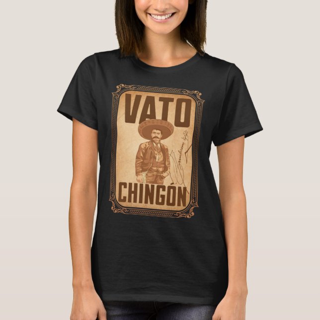 Porträt von Vato Chingón Emiliano Zapata T-Shirt (Vorderseite)