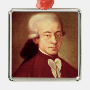 Porträt von Wolfgang Amadeus Mozart nach 1770 Silbernes Ornament