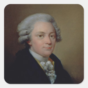 Porträt von Wolfgang Amadeus Mozart Quadratischer Aufkleber
