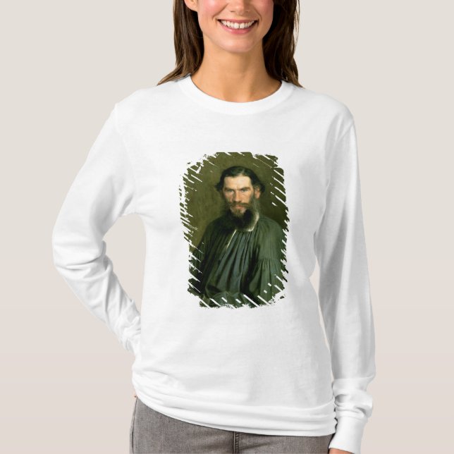 Porträt von Zählungs-Lev Nikolaevich Tolstoy 1873 T-Shirt (Vorderseite)