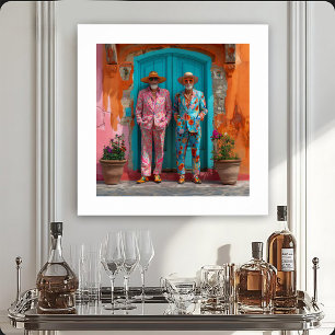 Porträt von zwei extravaganten Herren Poster