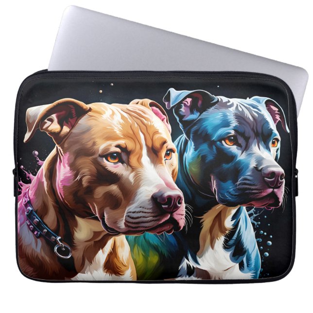 Porträt von zwei Pit Bulls Laptopschutzhülle (Vorderseite)