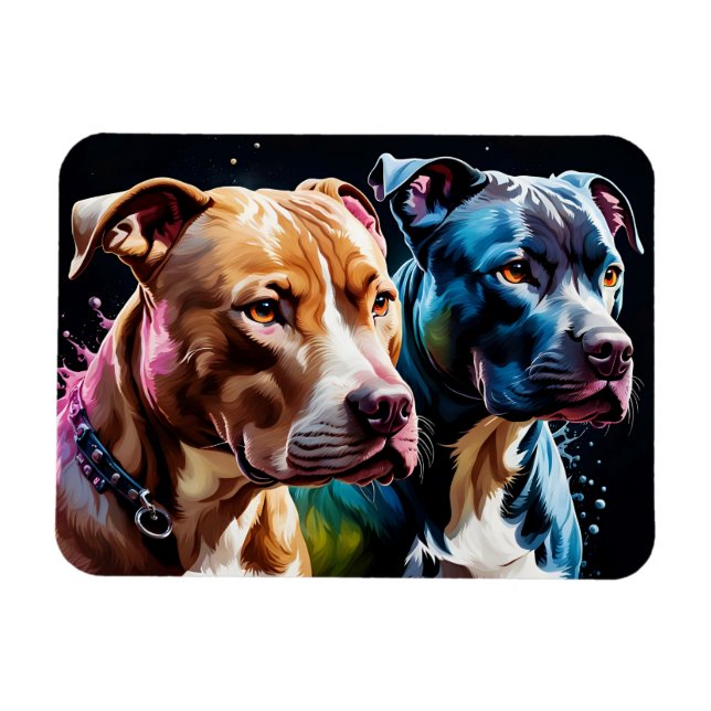 Porträt von zwei Pit Bulls Magnet (Horizontal)
