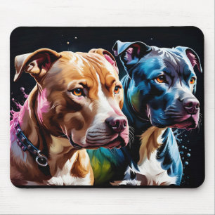Porträt von zwei Pit Bulls Mousepad