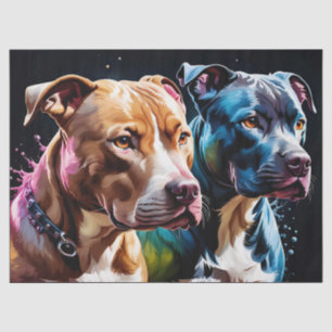 Porträt von zwei Pit Bulls Seidenpapier