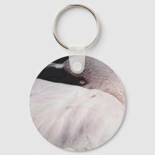 Porträt-Zeichnungseffekt Kunst Rosa Flamingo Schlüsselanhänger