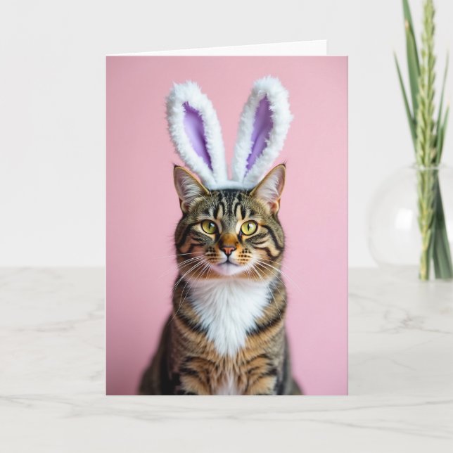 Porträtkarte einer Katze mit Ohrflusen Karte (Vorderseite)