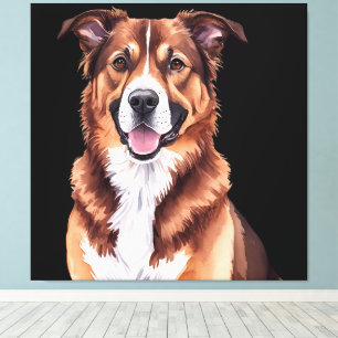 Porträtkissen für Haustiere - Aquarellfarben-Hunde Leinwanddruck