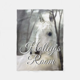 Porträtmalerei auf dem Weißen Pferd Personalisiert Fleecedecke