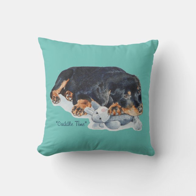 Porträtmalerei eines niedlichen Welpenhundes Kissen (Vorderseite)