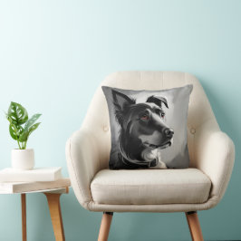 Porträtmalerei für Schwarze und Silberhunde Kissen