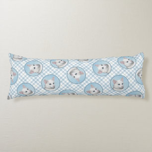 Porträtmalerei mit weißer Katze Niedliche Original Seitenschläferkissen