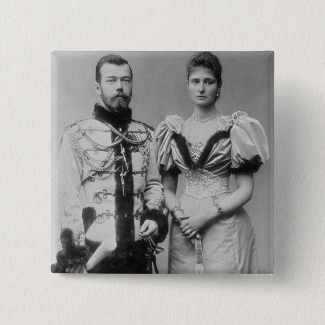 Porträtphotographie des Zars Nicholas II Button (Vorderseite)