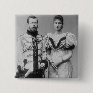 Porträtphotographie des Zars Nicholas II Button