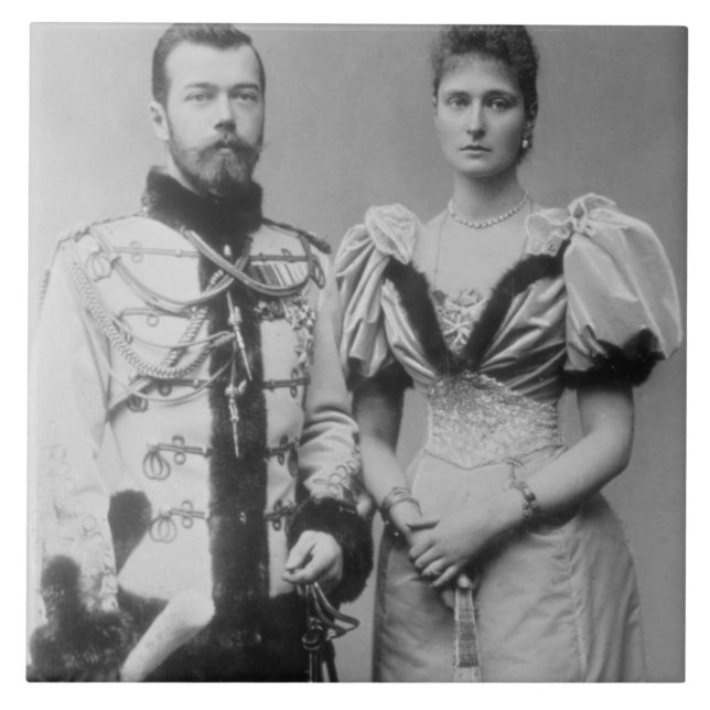 Porträtphotographie des Zars Nicholas II Fliese (Vorderseite)