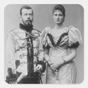 Porträtphotographie des Zars Nicholas II Quadratischer Aufkleber