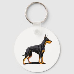 Porträts eines Dobermann-Hundekopfes Vorderansicht Schlüsselanhänger