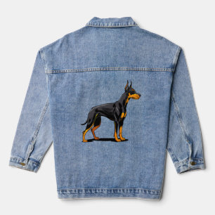 Porträts eines Dobermann-Hundes Vorderansicht Jeansjacke