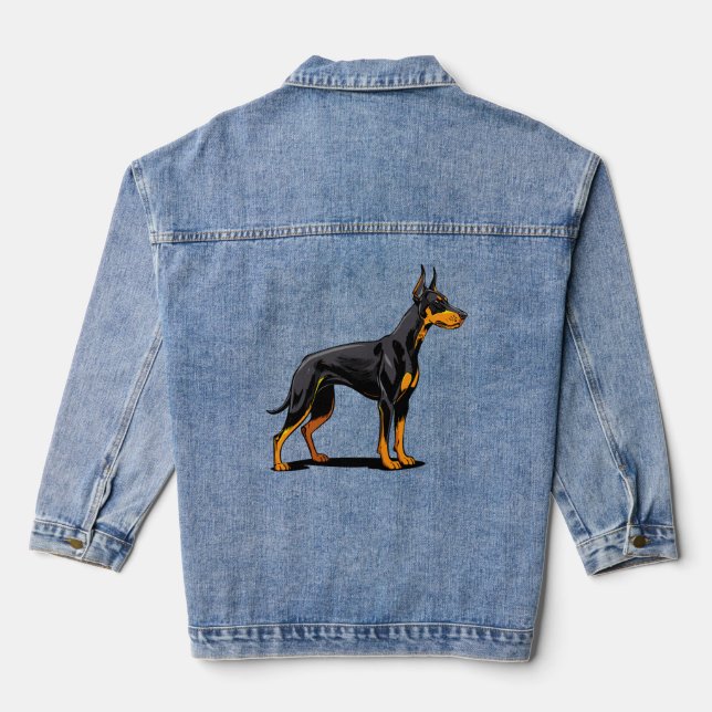 Porträts eines Dobermann-Hundes Vorderansicht Jeansjacke (Rückseite)