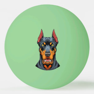 Porträts eines Dobermann-Hundes Vorderansicht Tischtennisball