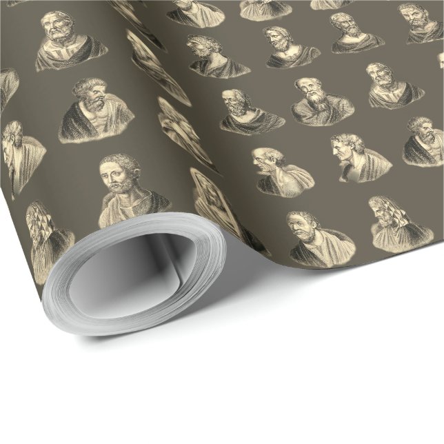 Porträts Muster antiker Philosophen Geschenkpapier (Rolleneckpunkt)
