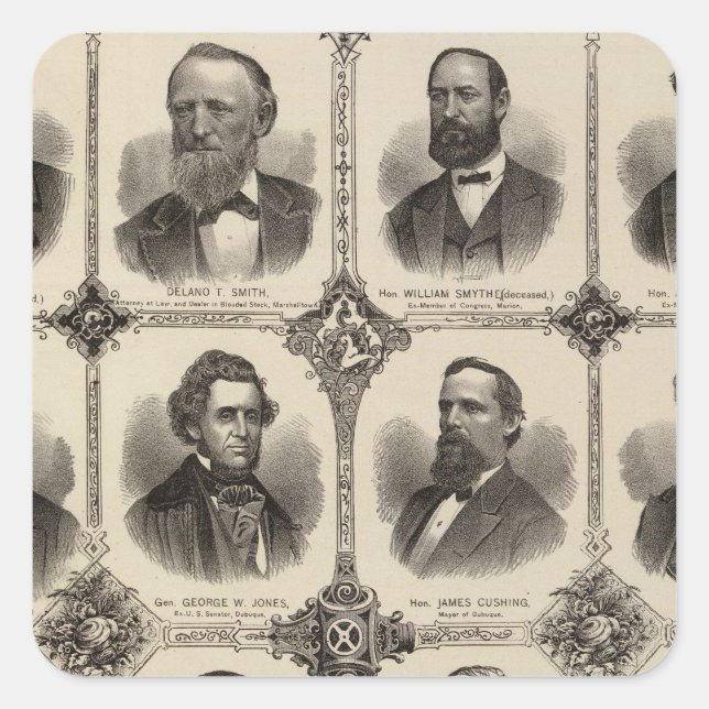 Porträts von EG Potter, Delano T Smith Quadratischer Aufkleber (Vorderseite)