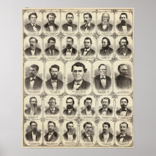 Porträts von John C Hall und Prof JW Bradshaw Poster