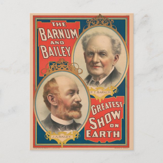 Porträts von P.T. Barnum und J.A. Bailey Postkarte (Vorderseite)
