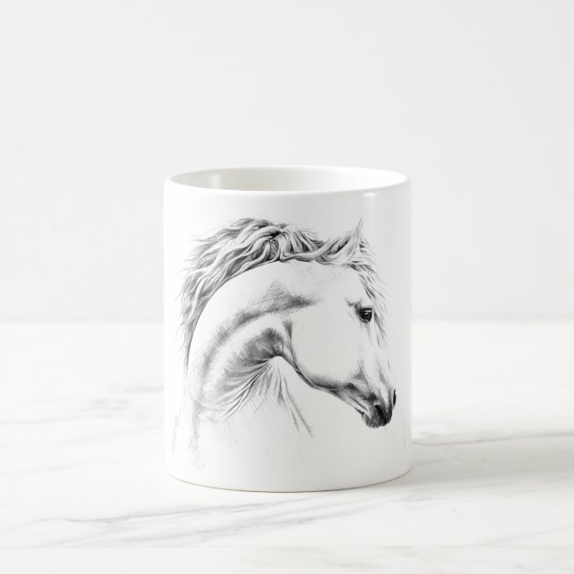 Porträtskizze für Pferde zeichnend Reitkunst Kaffeetasse (Mittel)