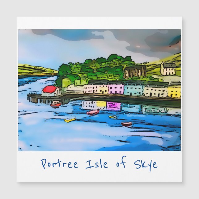 Portree Isle of Skye Scotland Malerei Magnetkarte (Vorderseite)