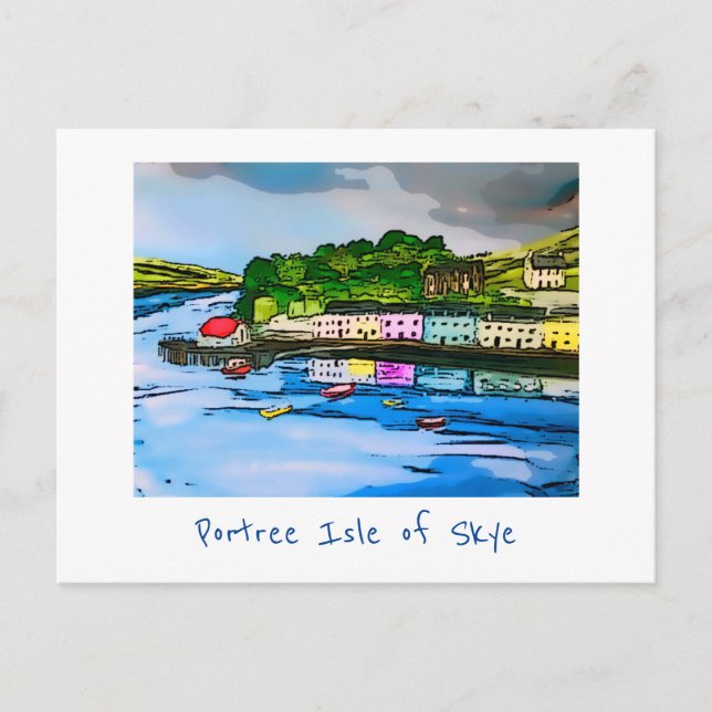 Portree Isle of Skye Scotland Malerei Postcard Postkarte (Vorderseite)