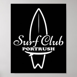 Portrush, Surf Club Retro-Surfbrett-Grafik Poster
