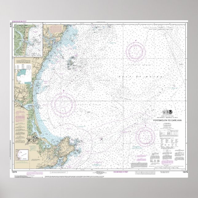Portsmouth bis Cape Ann nautical Chart 13278 Poster (Vorne)