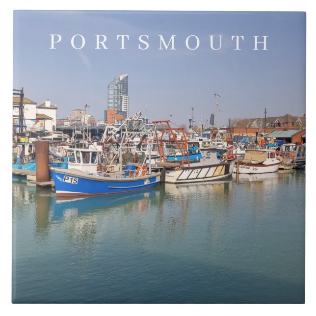 Portsmouth Boote Blick Keramik Fliesen (Vorderseite)