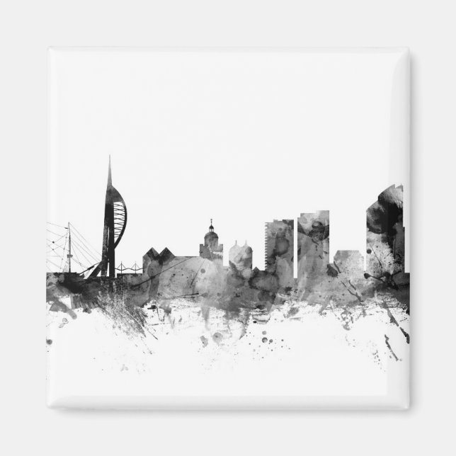 Portsmouth England Skyline Magnet (Vorne)