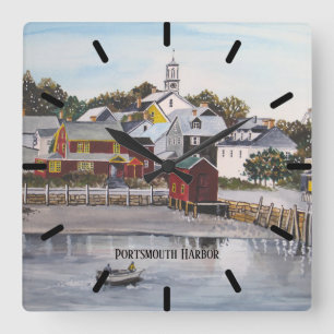 Portsmouth Hafen, New Hampshire Quadratische Wanduhr