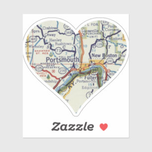 Portsmouth Ohio Retro Karte Aufkleber
