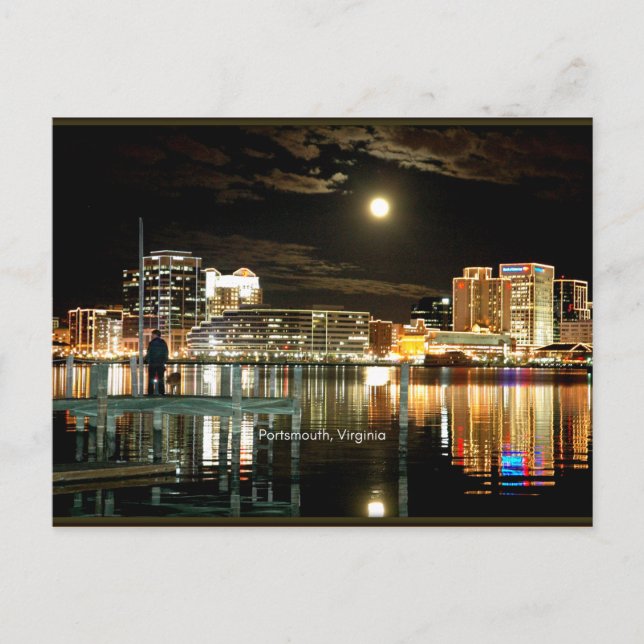 Portsmouth, Virginia-Skyline Postkarte (Vorderseite)