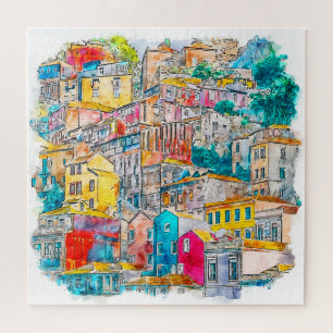 Portugal Aquarellbild Stadt Puzzle