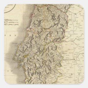Portugal Atlas Karte Quadratischer Aufkleber