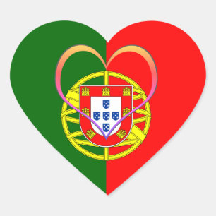 Portugal-Aufkleber, Herz, Liebe, portugiesische Fl Herz-Aufkleber