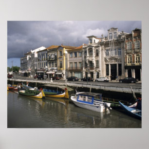 Portugal, Aveiro. Moliceiros (Algen sammelnde Boot Poster