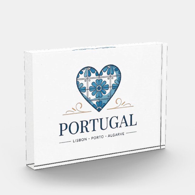 Portugal Azulejo Heart Acrylic Photo Block – Portu (Links)