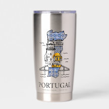 Portugal Azulejo Karte Edelstahl Reise Tumbler
