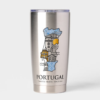 Portugal Azulejo Map Stainless Steel Travel Tumble Thermobecher