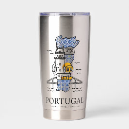 Portugal Azulejo Map Stainless Steel Travel Tumble Thermobecher