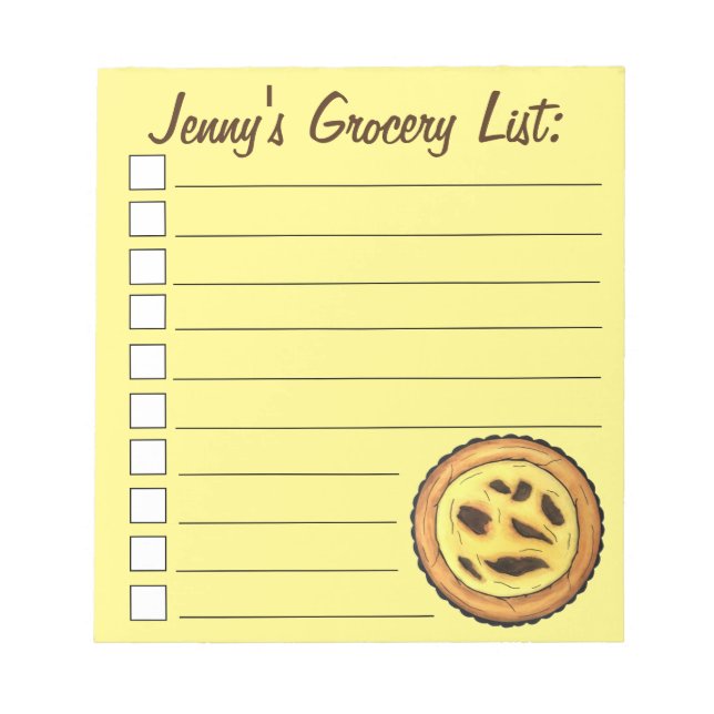 Portugal Custard Egg Tart Pastel Pastéis de Nata Notizblock (Vorderseite)