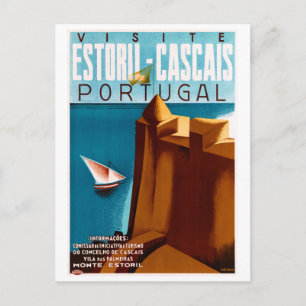 Portugal Estoril Vintage Reiseposter Restauriert Postkarte