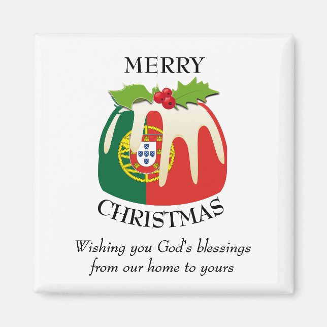 PORTUGAL FLAG Christmas Pudding Magnet (Vorne)